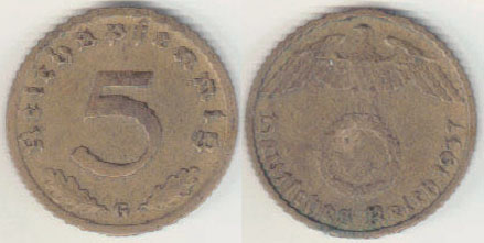 1937 G Germany 5 Pfennig A004416.